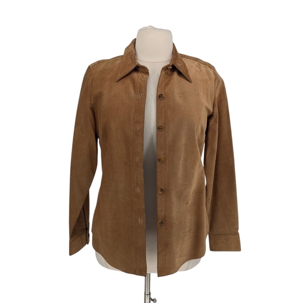 01443 Gap Suede Button Down Jacket Tan Size XL bohemian western rustic ranch